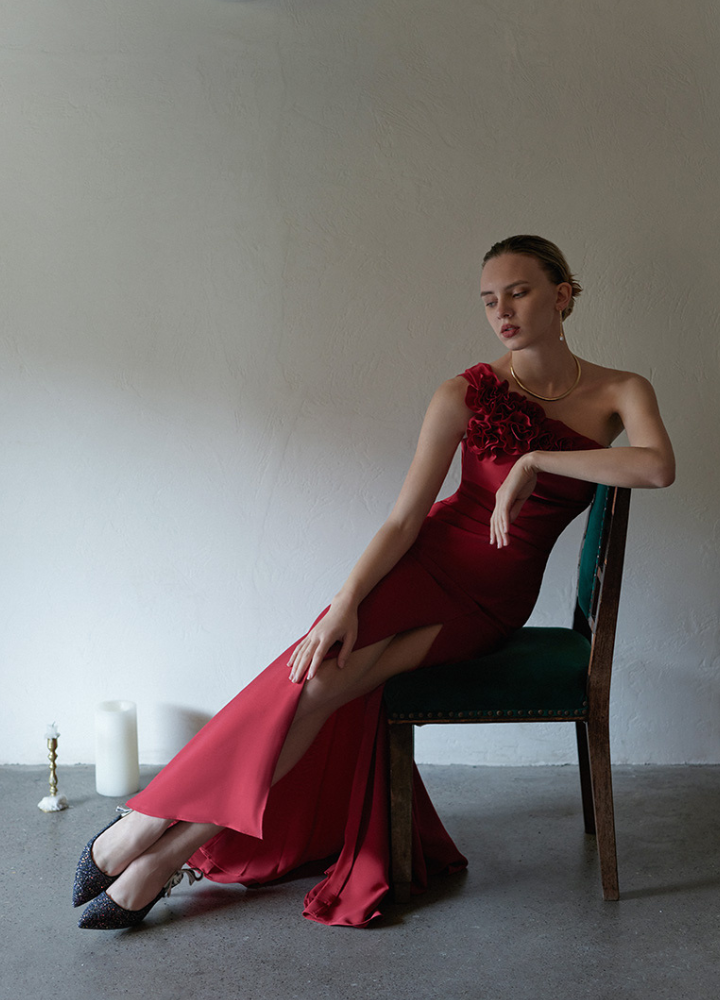 Woman Flower One Shoulder Evening Dress CDR067