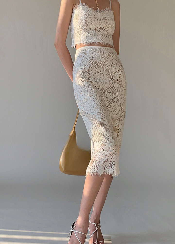 Woman Race Camisole Race Tight Skirt Set Up CDR044