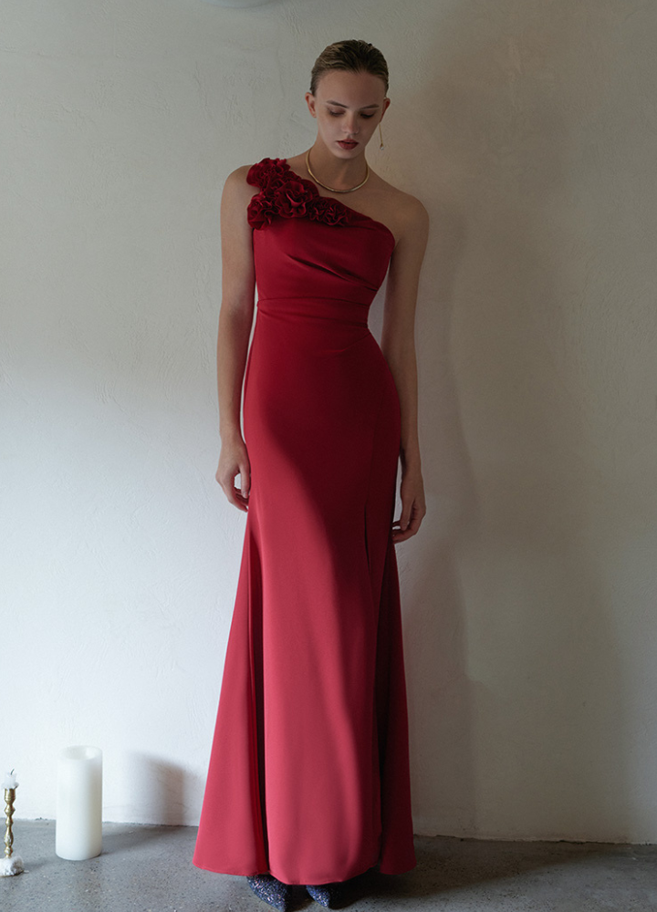 Woman Flower One Shoulder Evening Dress CDR067
