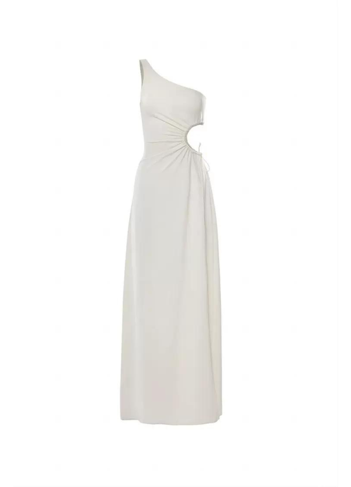 Woman Backless One Shoulder Waist Cut Long Dress CDR081