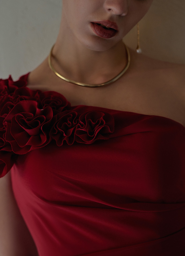 Woman Flower One Shoulder Evening Dress CDR067