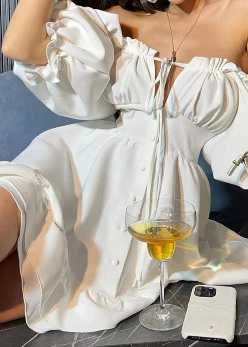 Women White Luxury Dress 【CDR015】