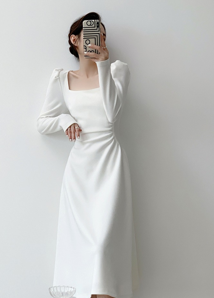 Woman Puff Shoulder Long Sleeve Dress CDR019