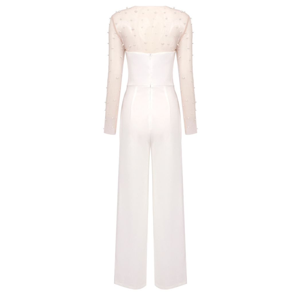 Woman Pearl Mesh Tops High Waist Pants SET-UP CDR084