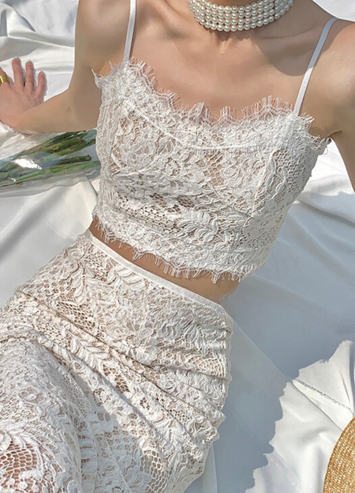 Woman Race Camisole Race Tight Skirt Set Up CDR044