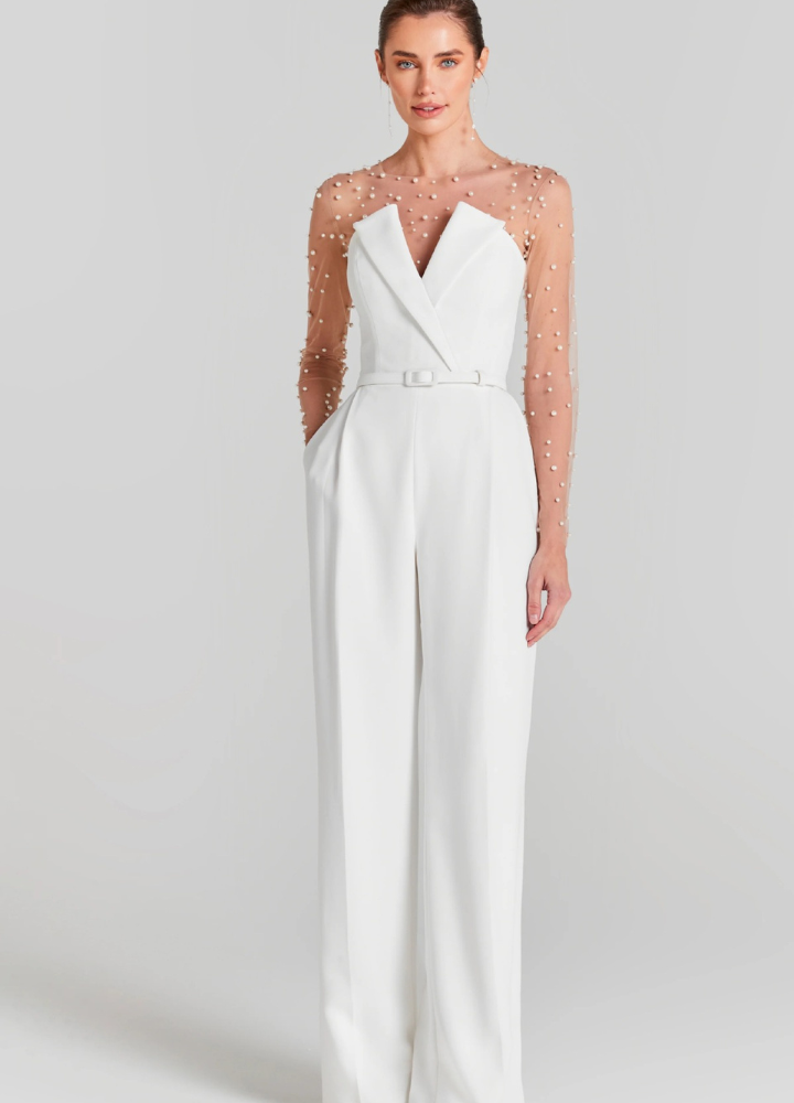 Woman Pearl Mesh Tops High Waist Pants SET-UP CDR084