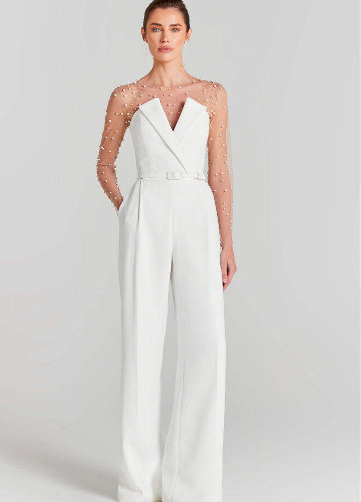 Woman Pearl Mesh Tops High Waist Pants SET-UP CDR084