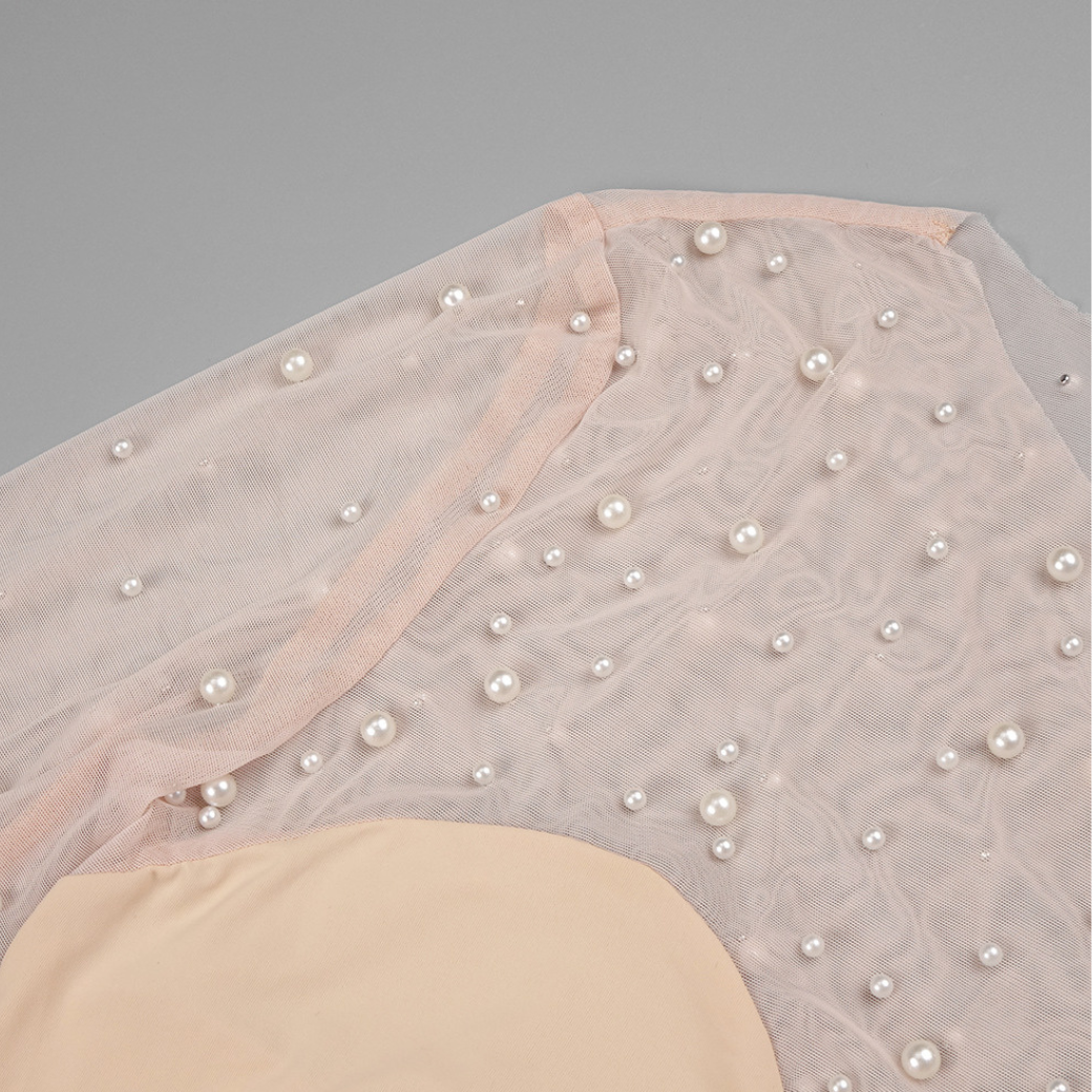 Woman Pearl Mesh Tops High Waist Pants SET-UP CDR084