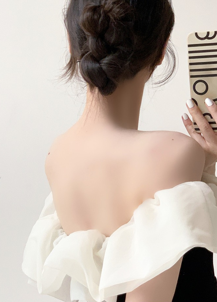 Woman Frill One Shoulder Middle Tight Dress CDR017