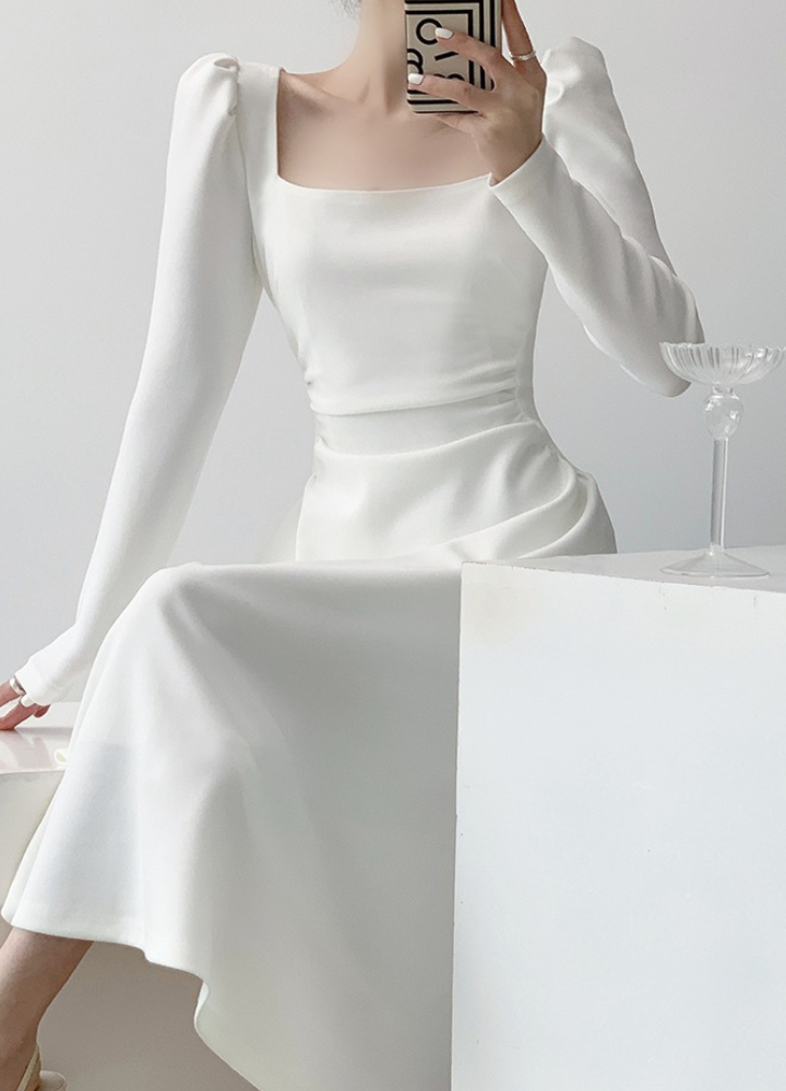 Woman Puff Shoulder Long Sleeve Dress CDR019