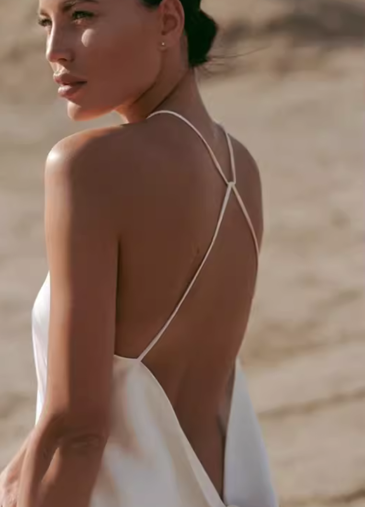 Woman Halter Neck Backless Drape Long Dress CDR076