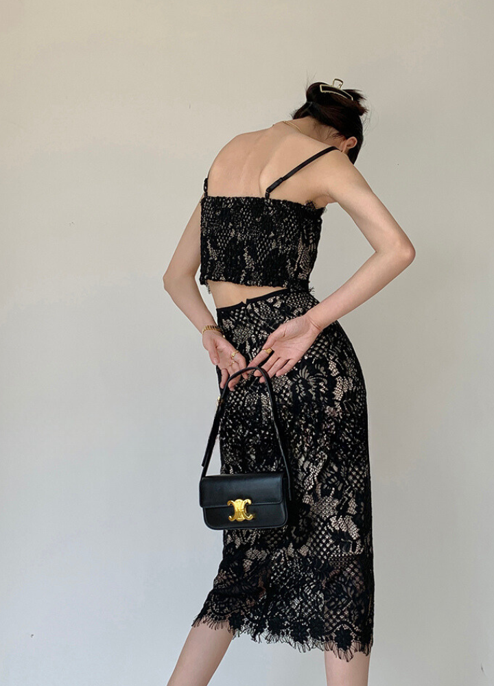 Woman Race Camisole Race Tight Skirt Set Up CDR044