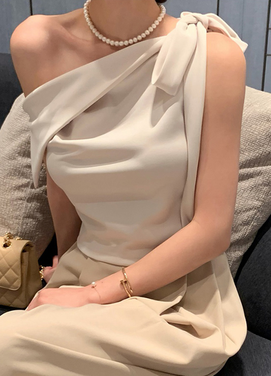 Woman Ribbon One Shoulder Sleeveless Blouse CST007