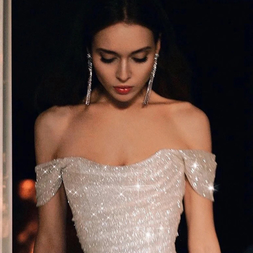 Woman Off Shoulder Sequins Formal Dress CDR042