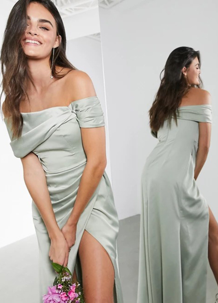 Woman 3type Green Satin No Sleeve Tight Dress CDR061