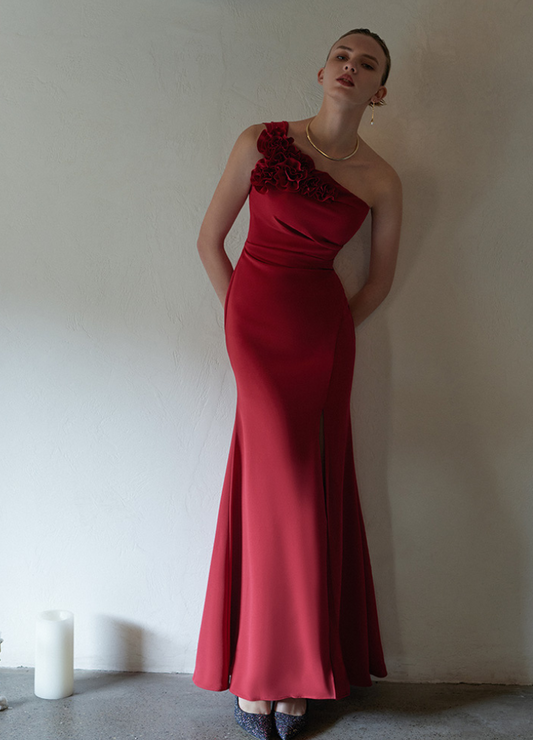 Woman Flower One Shoulder Evening Dress CDR067