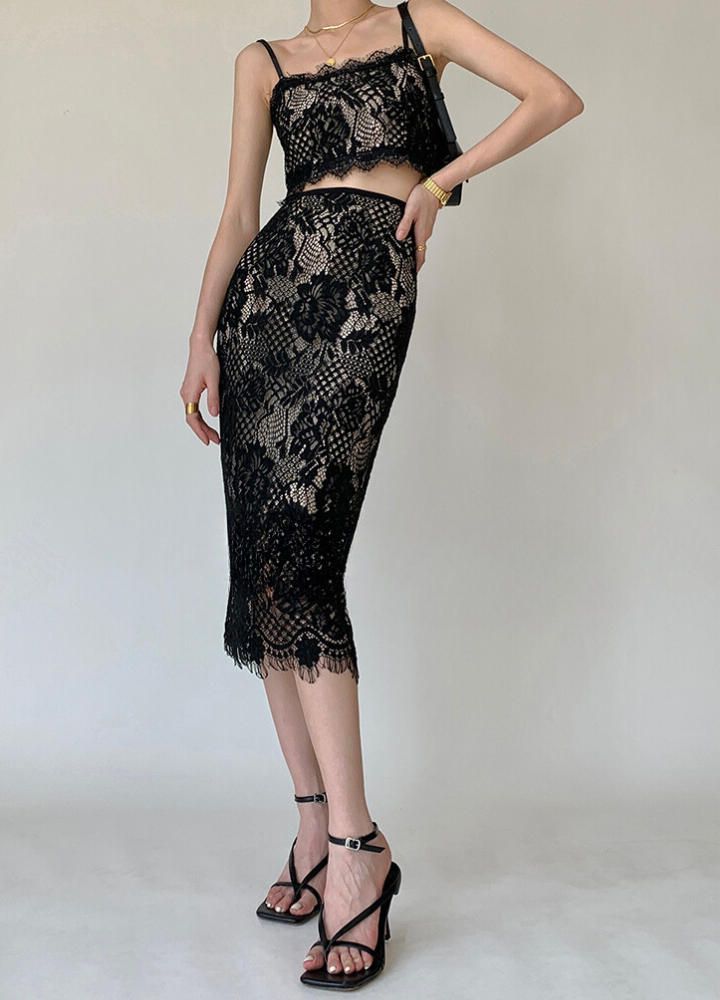 Woman Race Camisole Race Tight Skirt Set Up CDR044