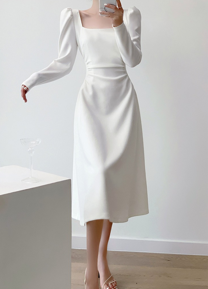 Woman Puff Shoulder Long Sleeve Dress CDR019